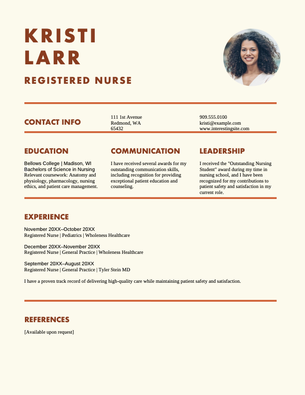 Bold nursing resume
